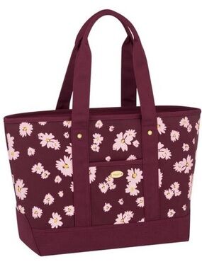 Coach Perfumes Maroon Floral Canvas Tote with Pink Daisy Print